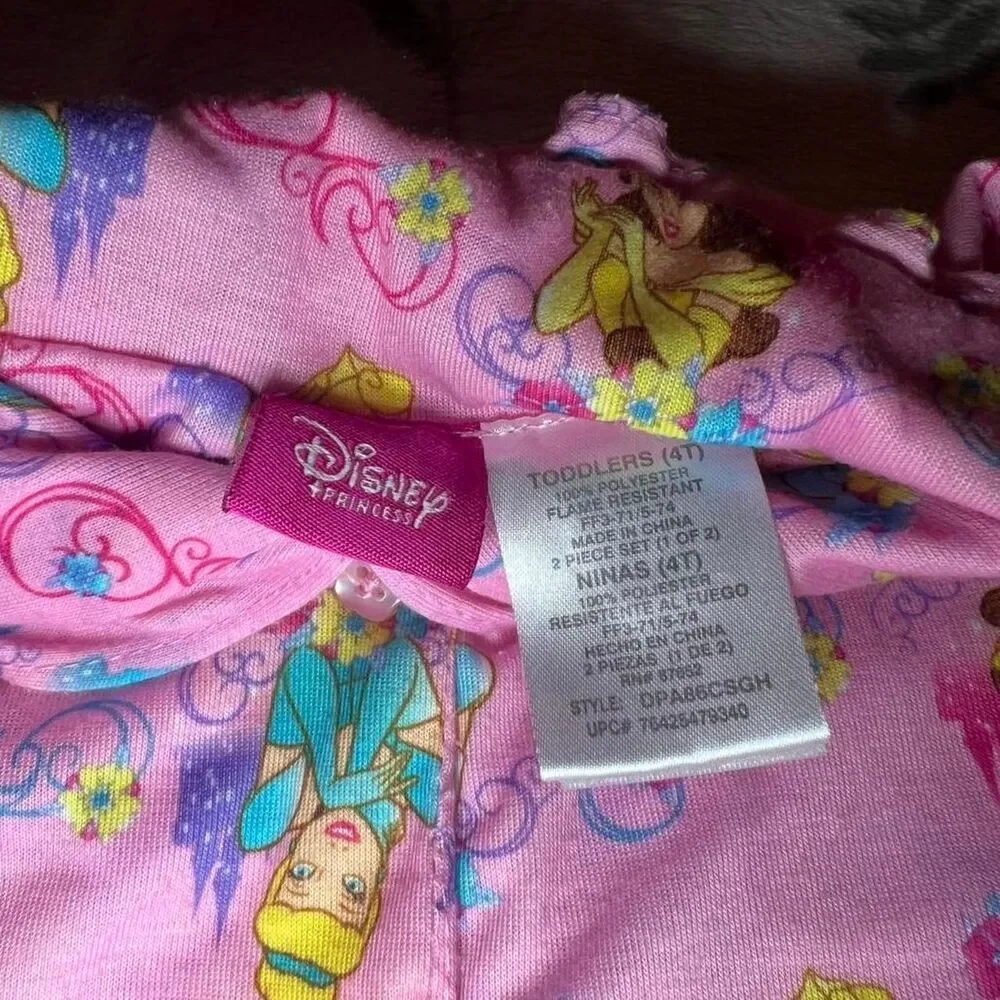Disney Princess Pajama Set 4T Retro Y2K 2000s Coquette Kidcore Cottage Pink 90s
